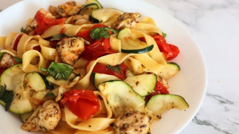 Air Fryer Chicken and Cherry Tomato Dairy-Free Pasta Recipe