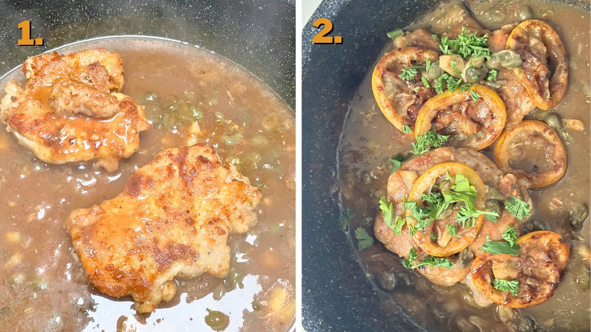 Assembling the Chicken Thigh Piccata