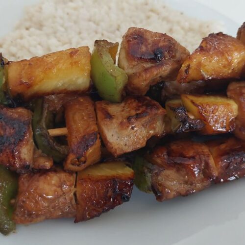 Baked Pineapple Teriyaki Chicken Kebabs