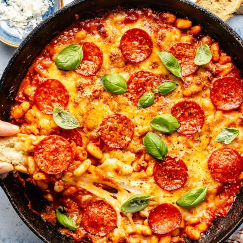Burst Cherry Tomato Pepperoni White Bean Bake 6