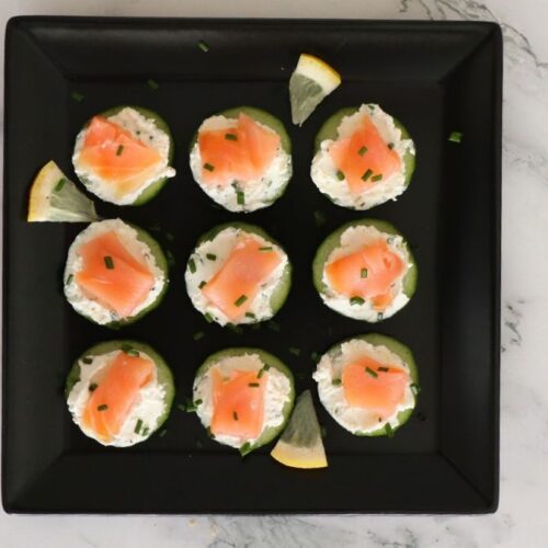 Cold Smoked Salmon Cucumber Appetizer with Cream Cheese