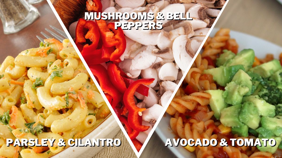 Hamburger Helper works great with parsley and cilantro or mushrooms and bell peppers or avocado and tomato