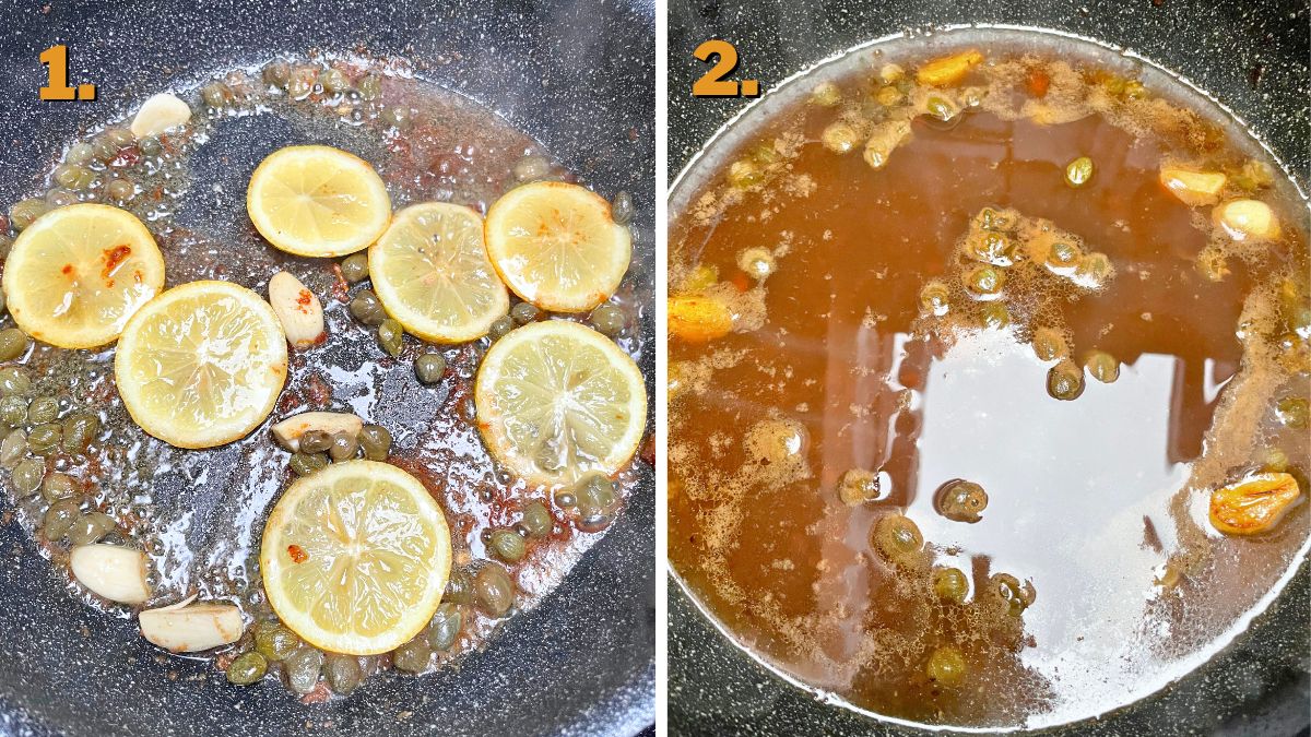 Making the Sauce for Chicken Thigh Piccata