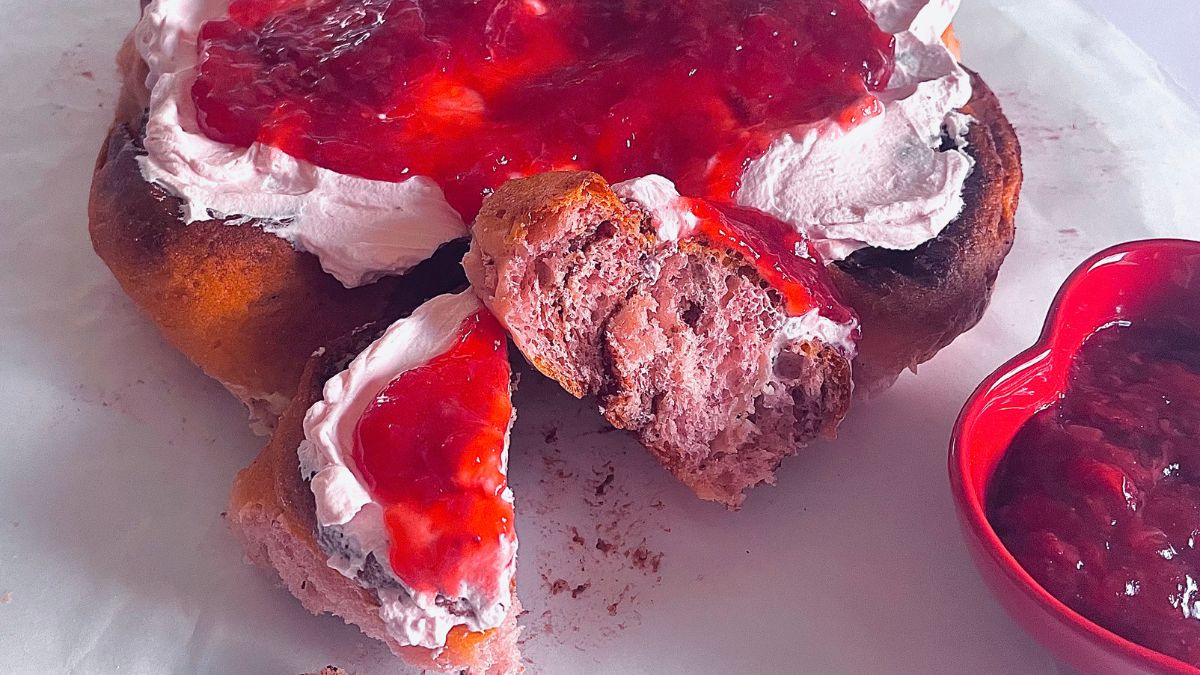 Pink strawberry cinnamon rolls