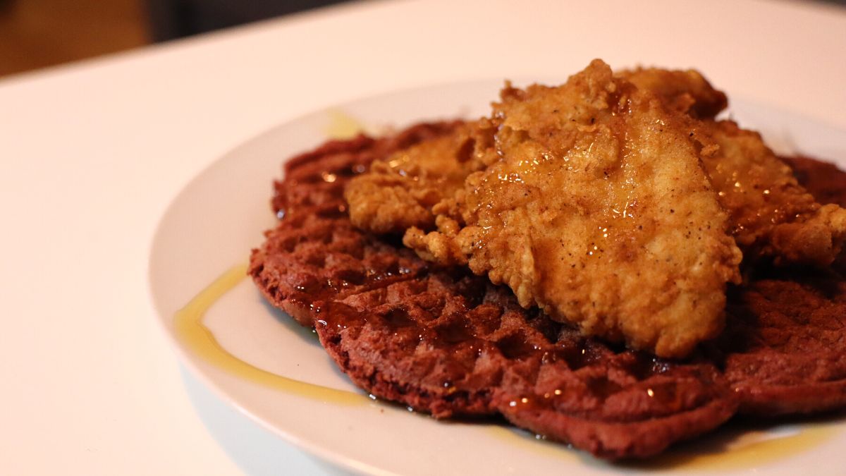 Red Velvet Waffles and Chicken
