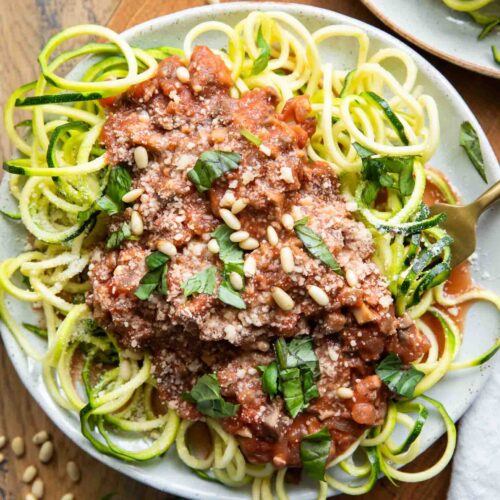 Zucchini Spaghetti w Mushroom Red Sauce 4