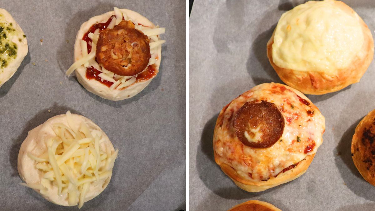 add favorite topping on pillsbury biscuits