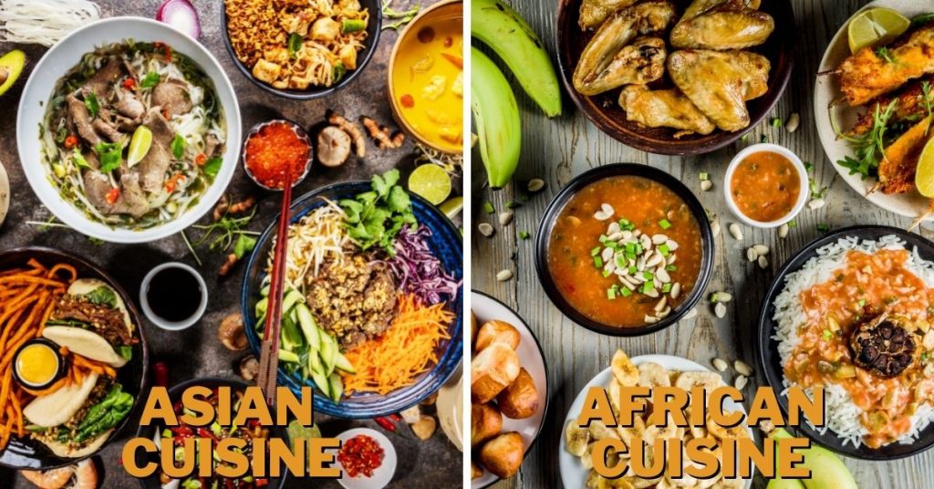 Asian vs african cuisine