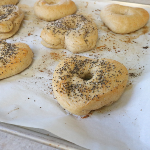 golden baked heart shaped food bagels
