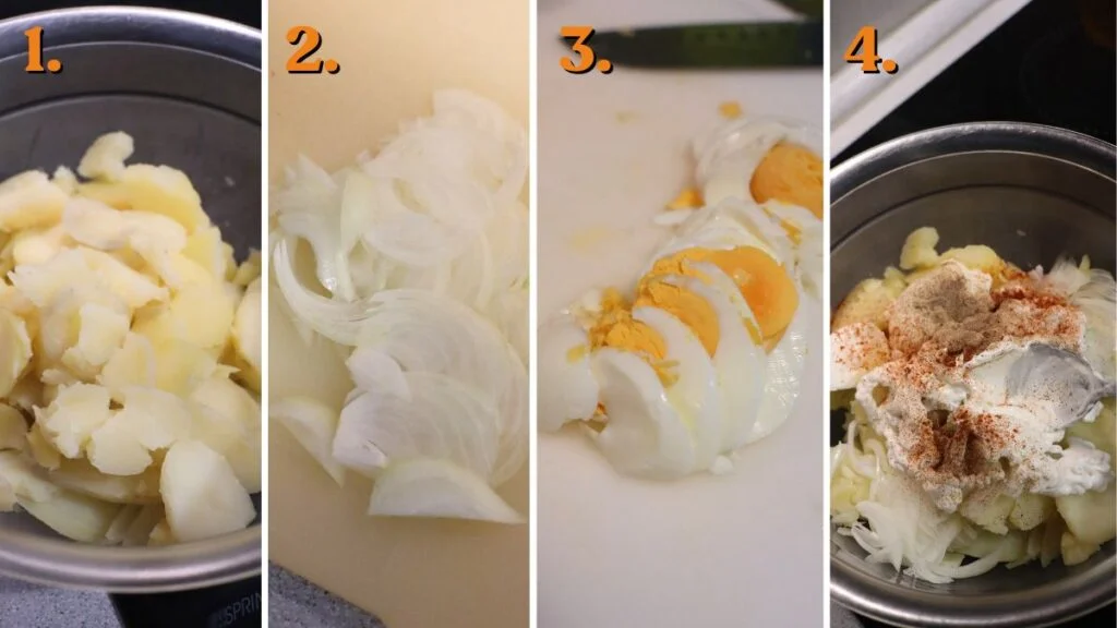 ingredients for potato salad with eggs