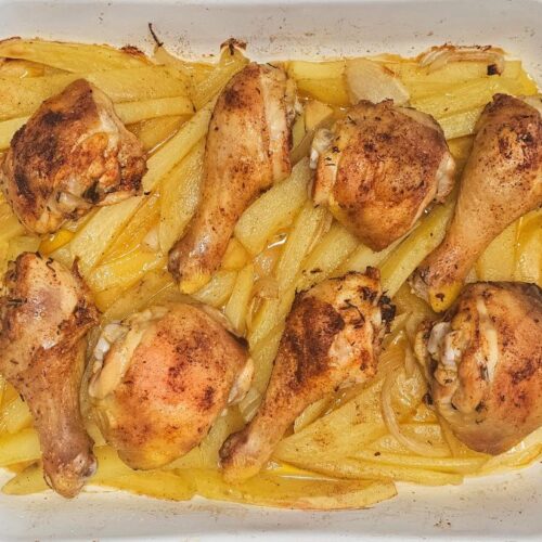 oven baked chicken legs with potatoes recipe