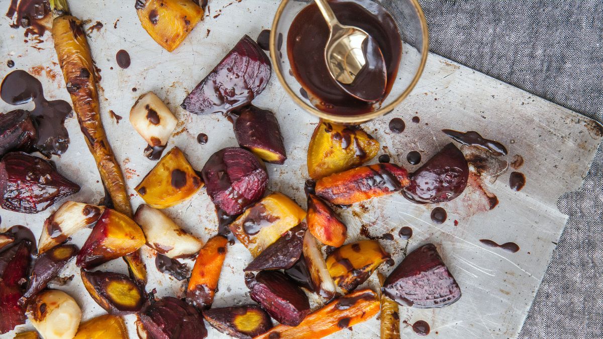 roasted veggies with demi glace sauce