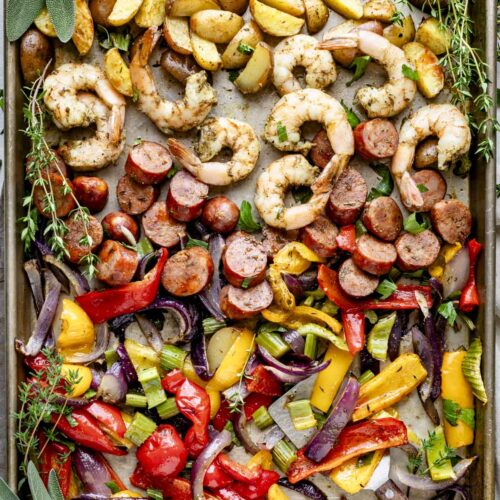 sheet pan shrimp and sausage 077