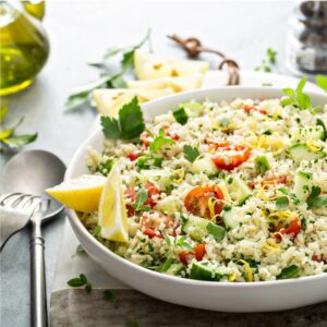 tabbouleh salad with cauliflower rice and vegetables picture id1351168781